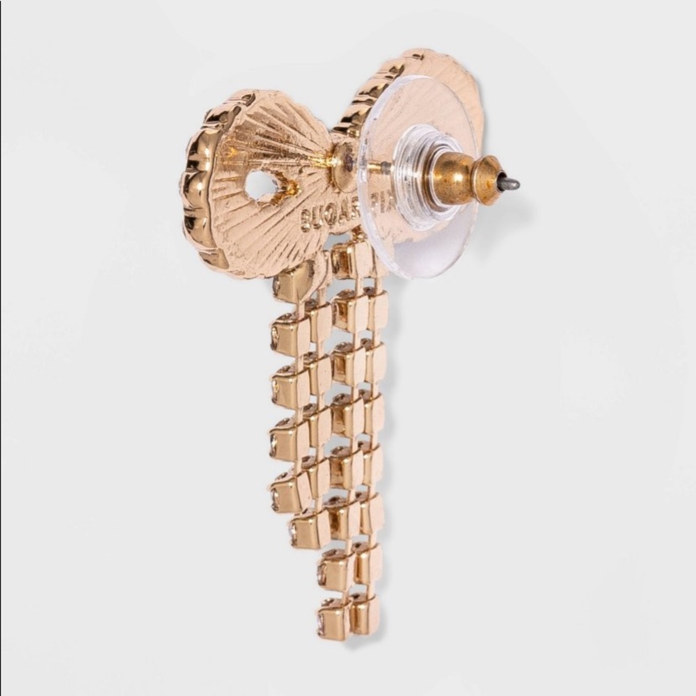 SugarFix BaubleBar Crystal Bow Fringe Earrings - Picture 2 of 6